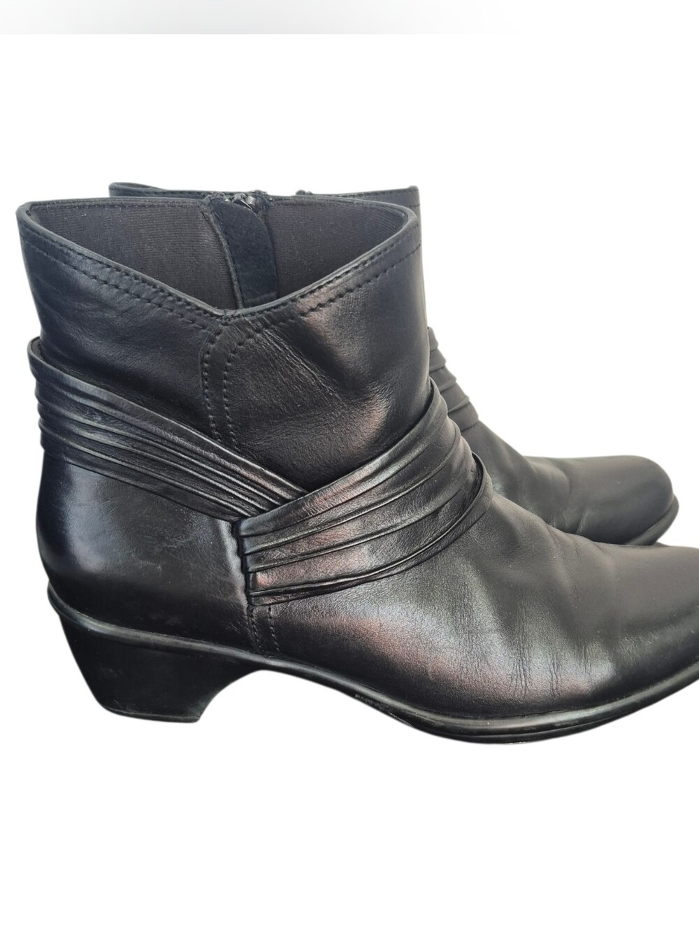 Clarks Bendables Black Ankle Boots Size 9 Genuine Leather Shoes